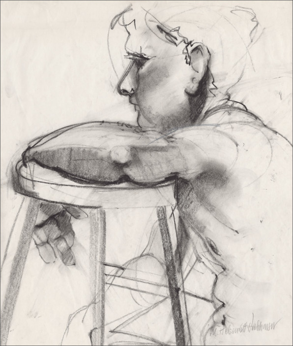 Hochhauser | "D Oswald the Model" | Charcoal on paper | 14 x 18 in.