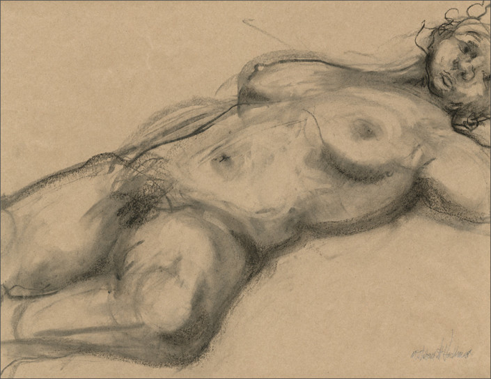 Hochhauser | "D Woman Model Resting" | Charcoal on paper | 14 x 22.75 in.