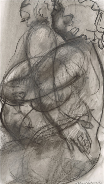 Hochhauser | "D Embracing Figures" | Charcoal on paper | 25.25 x 17 in.