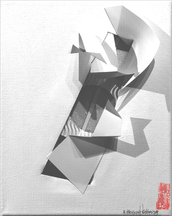 Hochhauser | "SC250 Homage to Forms and Shapes" | Dimensional plastic shapes on canvas | 8 x 10 x 2 in.