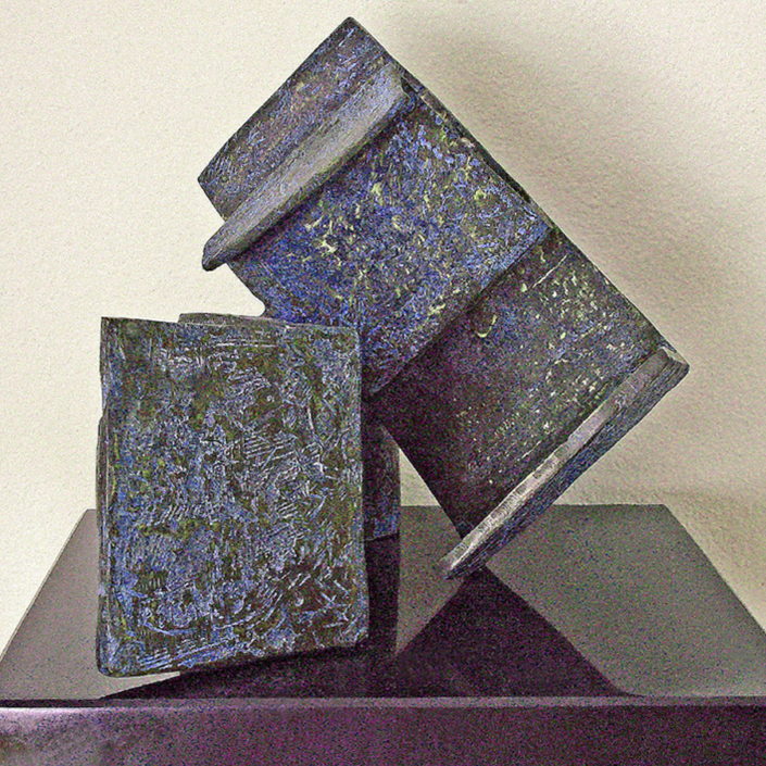 Hochhauser | “S183 Structural" | Bronze textured patina on stone base |14 x 12 x 12 in.