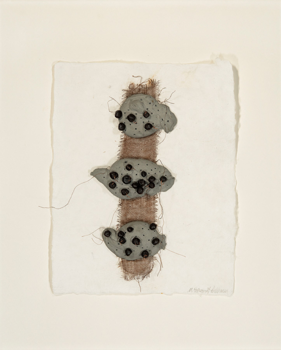 Hochhauser | "A222 Three in Cement" | Handmade paper and mixed media | 17 x 14 in.